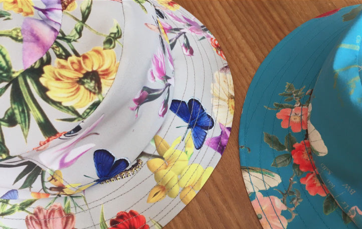 Classic Floral printed fabric repurposed in collaboration with Tel You sun hats