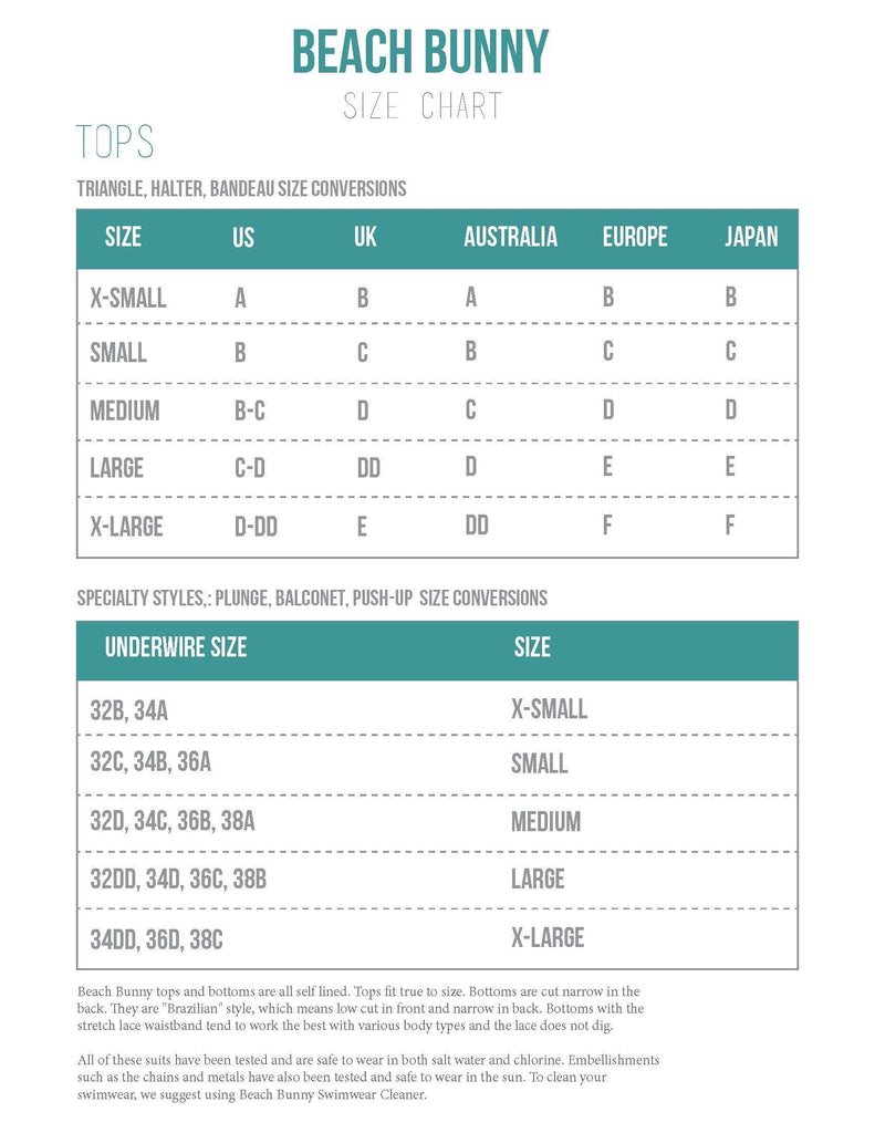 American Australian Sizing Chart