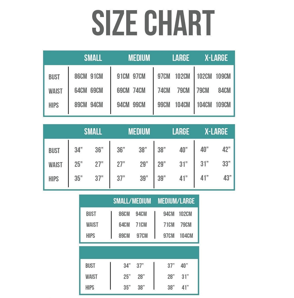 Bathing Suit Sizes Chart