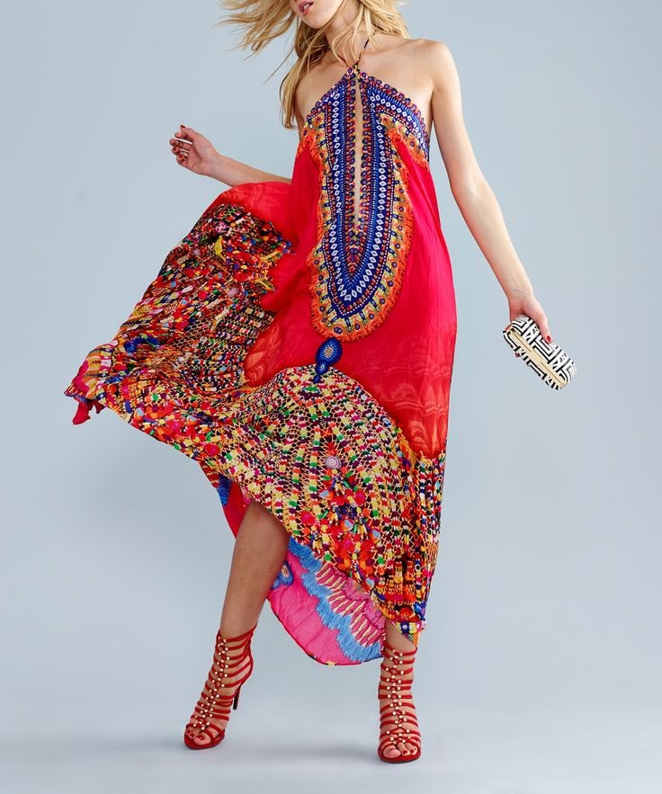 Parides Heritage Three Way Convertible Silk Blend Maxi Dress