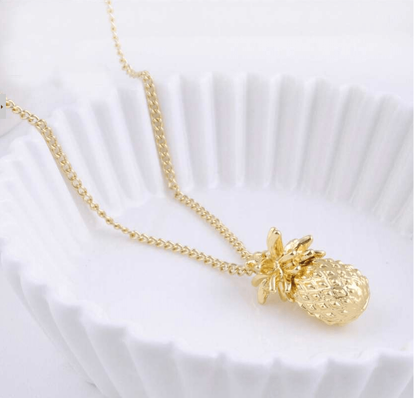 Gold Pineapple Necklace Pendant