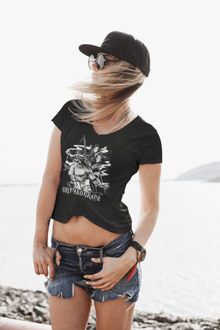 Woman wearing Grit & Grace V-neck T-Shirt at the Beach