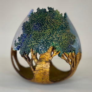 Tree Carved Gourd-Blue - Greenleaf Gourds & Greenhouse