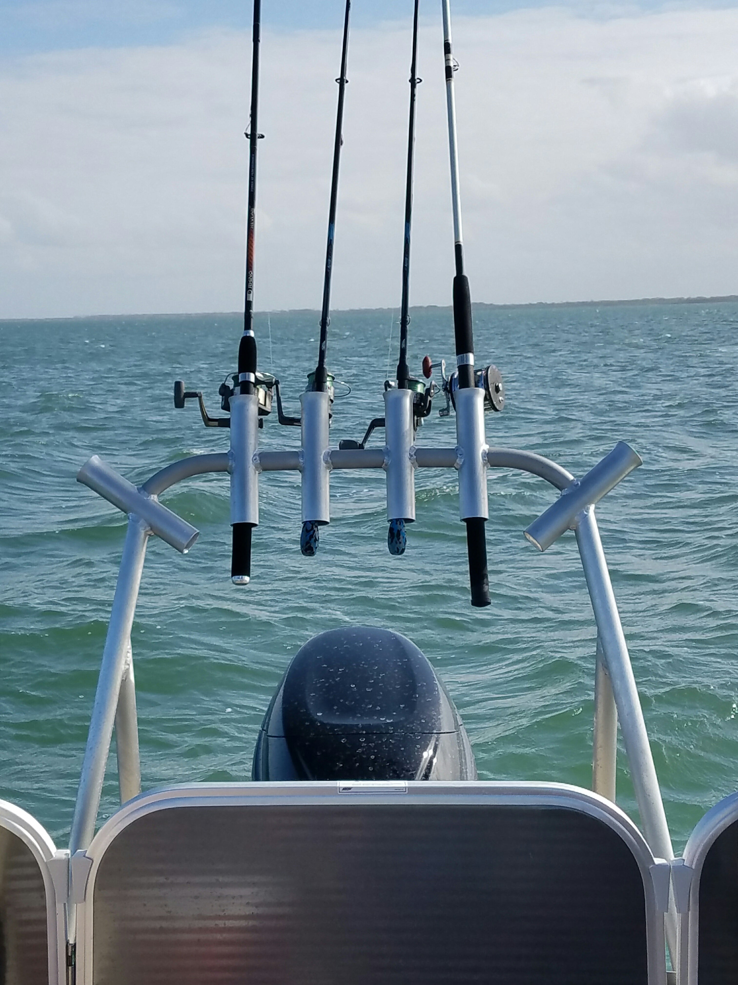 Custom Rod Holder fabrication by our customer - Pontoon fishing