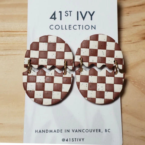 [41st Ivy Collection] All Over Checkered Stud Earrings | Found Boutique