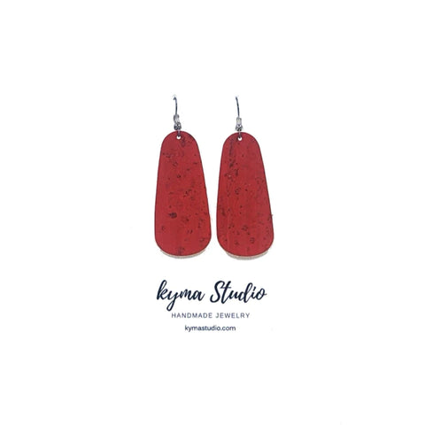 [Kyma Studio] Red Long Oval Cork Earrings