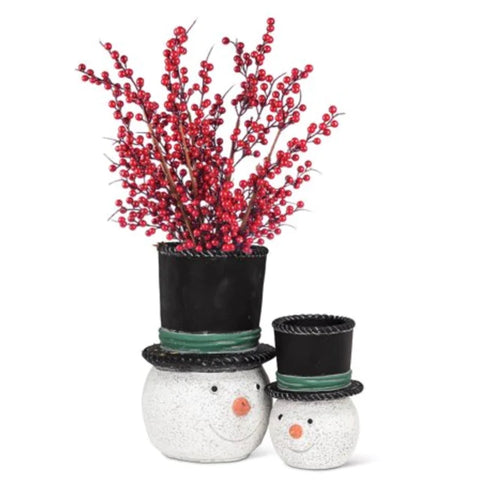 [Abbott] Cement Snowman Head Planter | Found Boutique