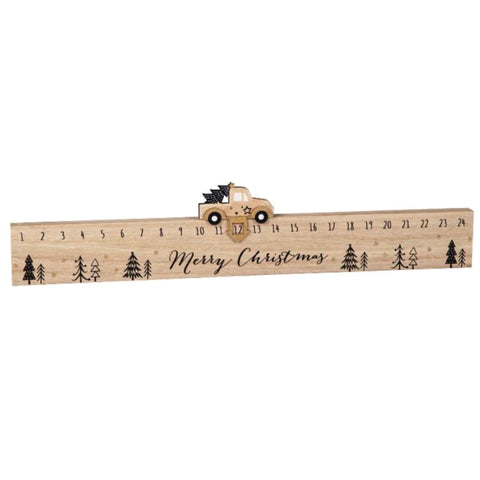 [Evergreen] Wood Advent Calendar With Moveable Truck | Found Boutique