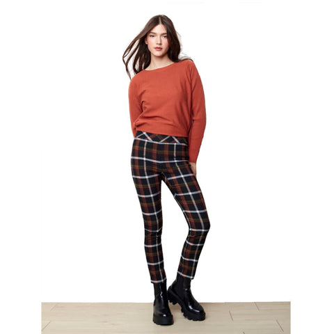[Charlie B] Spice Plaid Pull On Pant | Found Boutique
