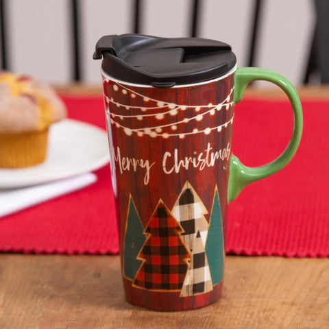 [Evergreen] Merry Christmas Cabin Travel Mug with Gift Box | Found Boutique