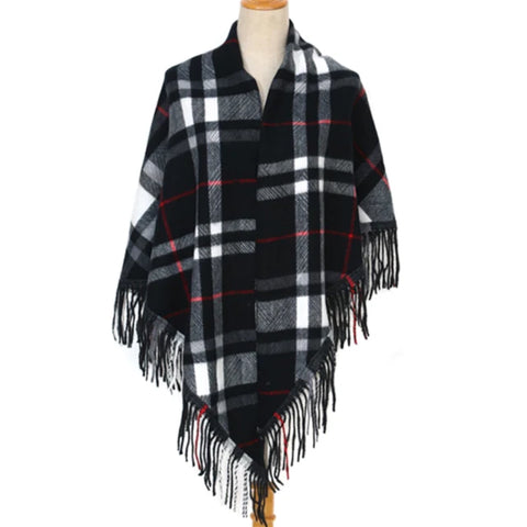 [Memories] Black/White/Red Plaid Triangle Scarf | Found Boutique