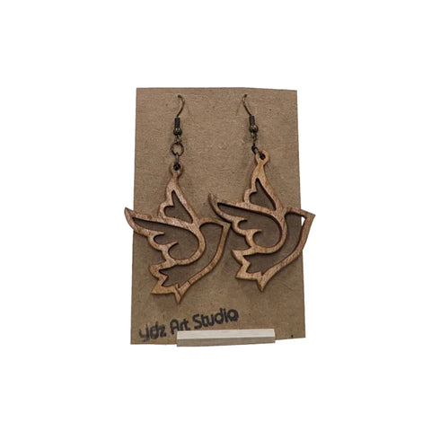 [Lidz Art Studio] Wood Dove Dangle Earrings