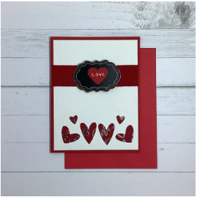 [Cherie Blossom Designs] Red/Silver Love Heart Card