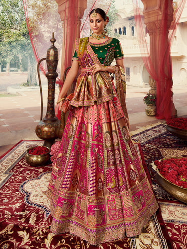 Buy Firozi Color Banarasi Silk Fabric Party Wear Lehenga Choli Online -  LEHV3161