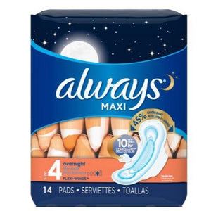 Always Maxi Overnight Pads with Wings - Size 4, 14 Count – Solace