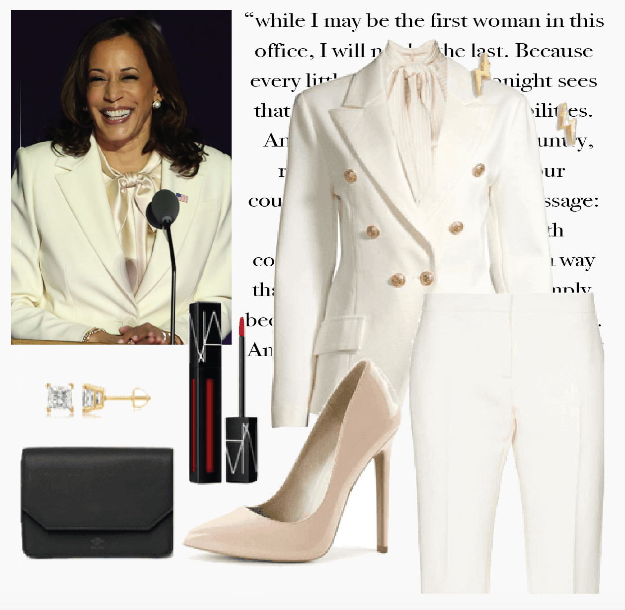 Get Kamala Harris's White Suit Outfit: Ethical and Sustainable Fashion –  PRISM Bags