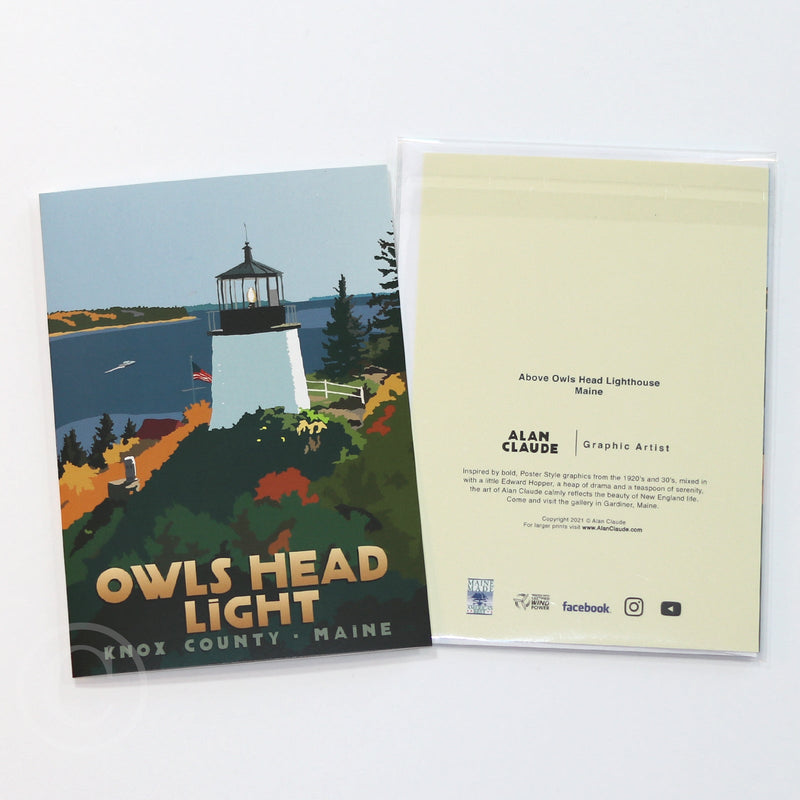 Above Owls Head Light Notecard 5" x 7"  - Maine