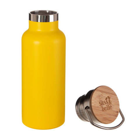 Sass & Belle Mustard Stainless Steel Water bottle