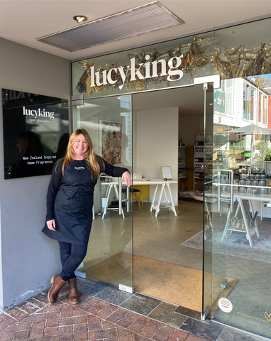 Sam outside the LucyKing Arrowtown store.