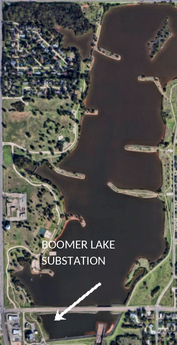 satellite image of Boomer Lake Power Substation