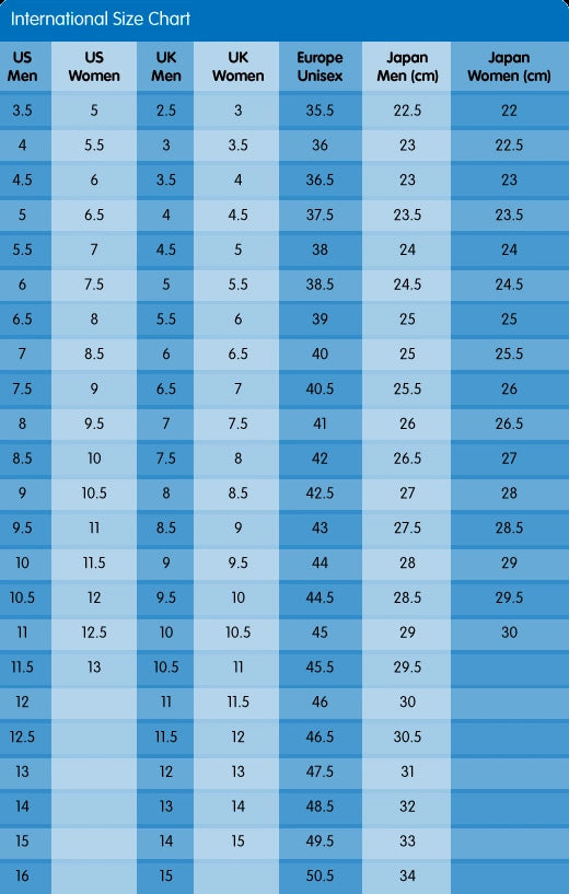 brooks womens size chart