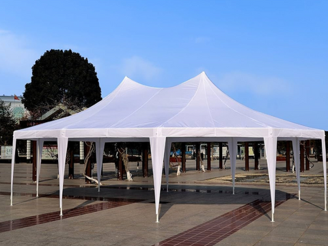 image of a party tent being set up
