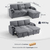 L-Shaped Corner Sofa Bed with Reversible Storage Chaise for Flexible Guest Sleeping Grey