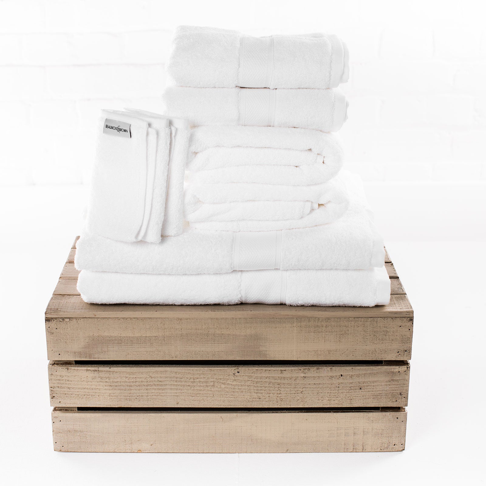 white cotton towels