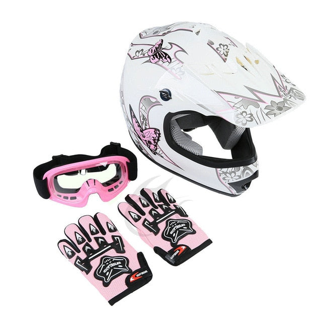 xfmt youth kids motocross offroad street dirt bike helmet goggles gloves atv