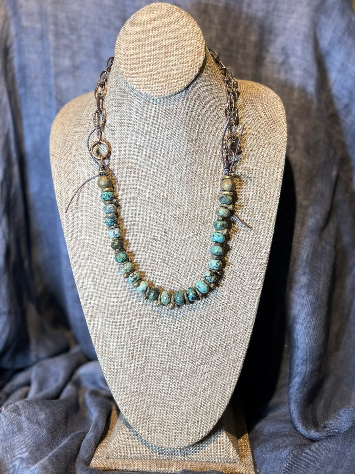 African Turquoise Bead Necklace