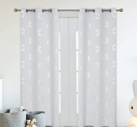 Blackout Curtains with Printed Circles Pattern Grommets