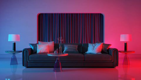 Rose Pink & Purple Furniture & Curtain Pair