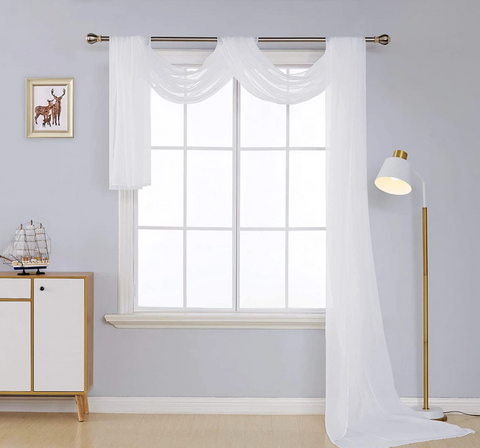 Solid Color White Sheer Curtain Valance