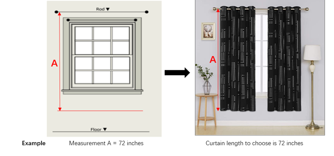 image of a curtain showing length measurement