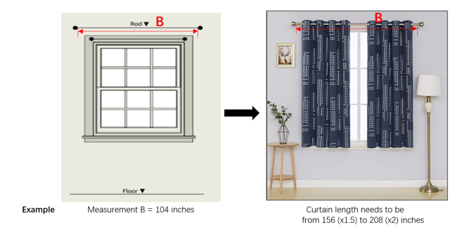 image of curtain showing how to measure the width