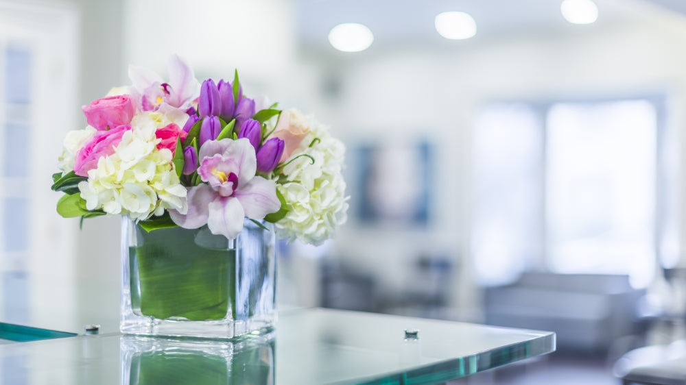 Flower delivery of corporate flowers in Dublin. Office flowers and arrangements for the front desk in your company. Our front desk flowers and whole office plants solution will help you improve your office environment.