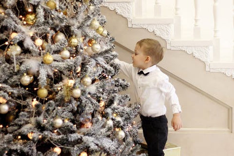christmas boy decorating the tree