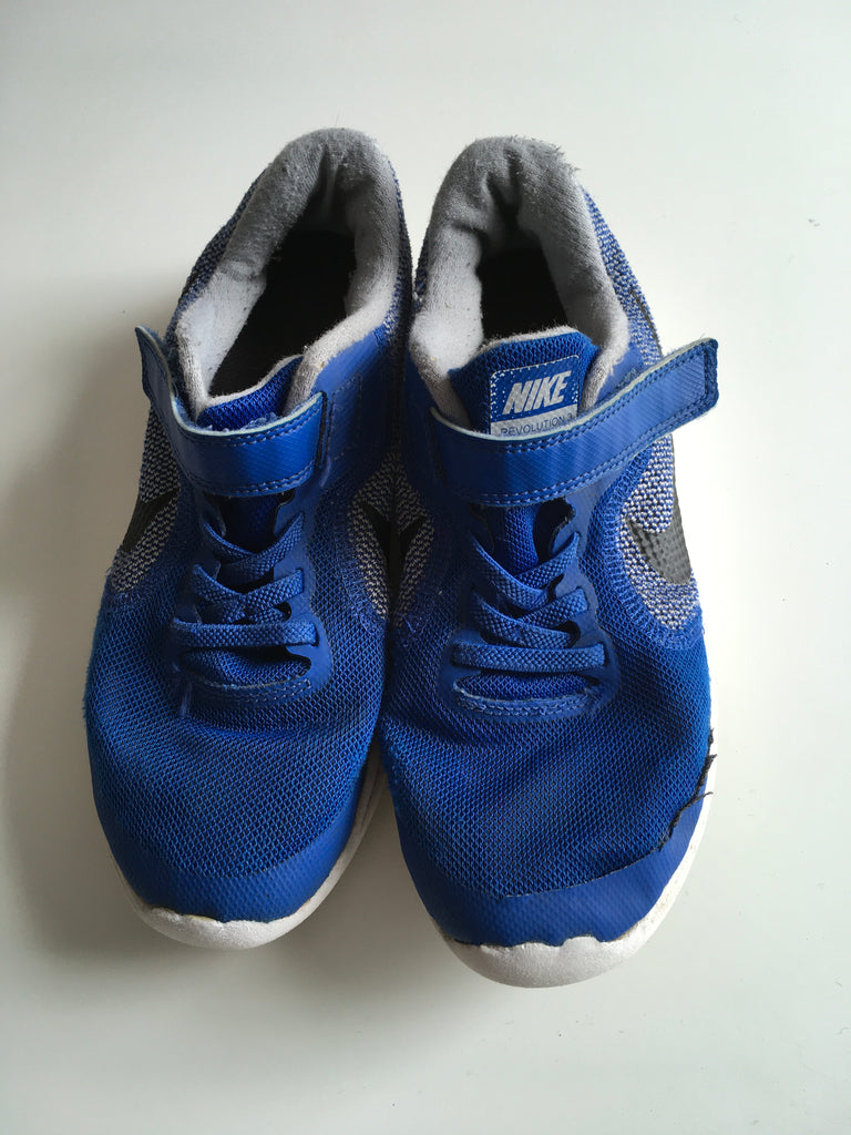 Nike Boys Blue/Grey Tick Revolution 3 Trainers - Boys Size UK 2.5 EUR ...