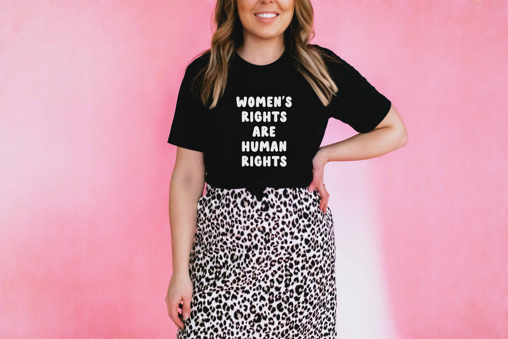 Womens Rights are Human Rights Sign Bunny ASCII Art Feminism Ladies T-Shirt