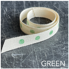 green personalised cotton ribbon