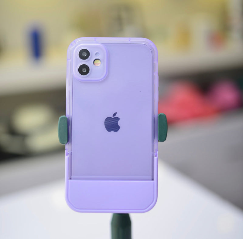 Purple Transparent foldable Stand  Case For IPhone X