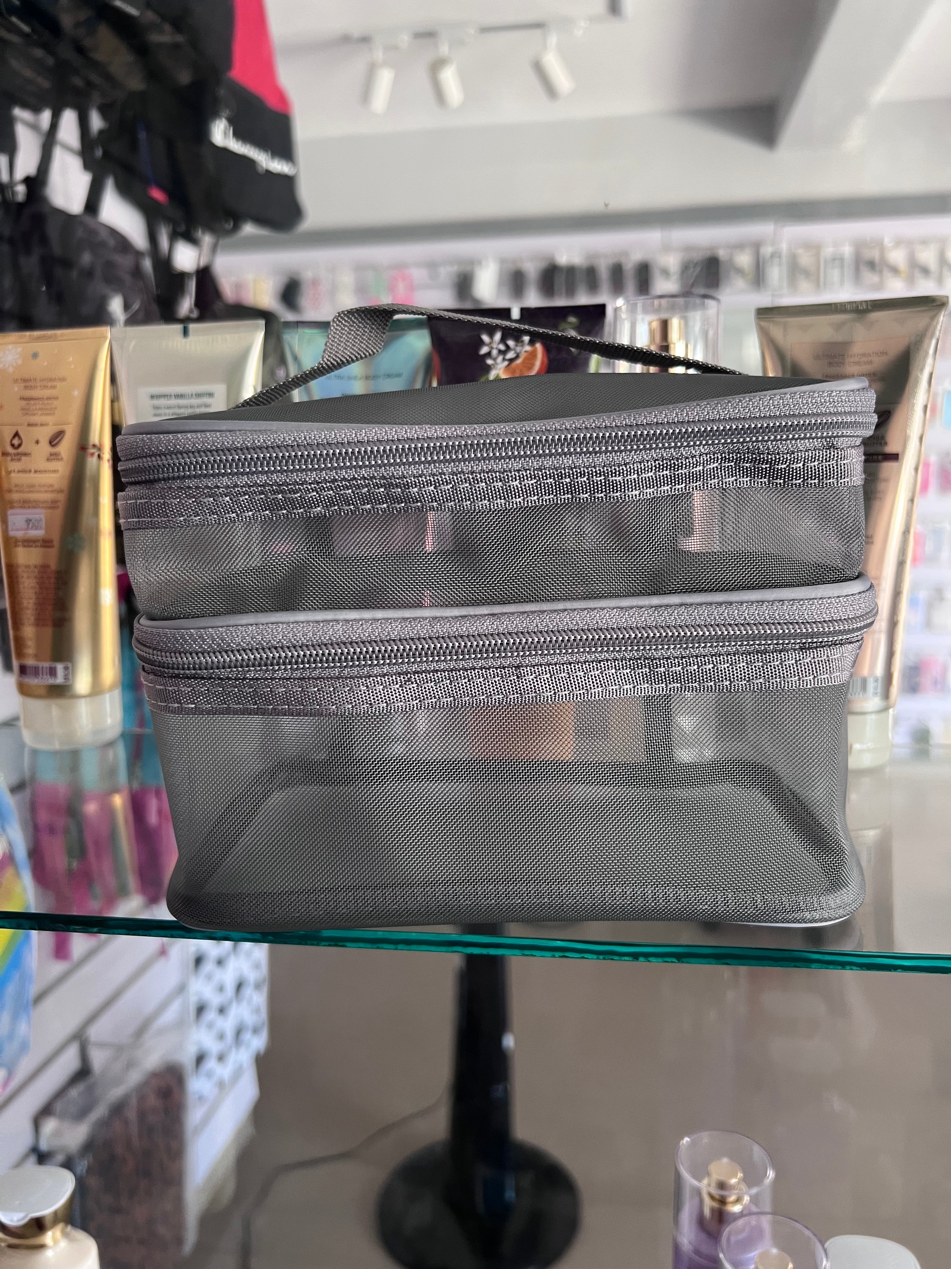 2 Zip Grey Makeup Bag