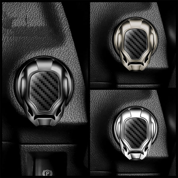 iron Man Carbon Car Logo Engine Start Switch Protective Cover