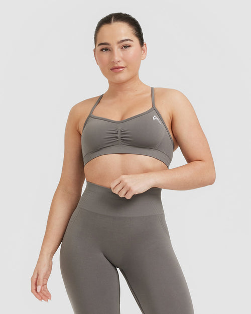 Stylish Grey Strappy Sports Bra