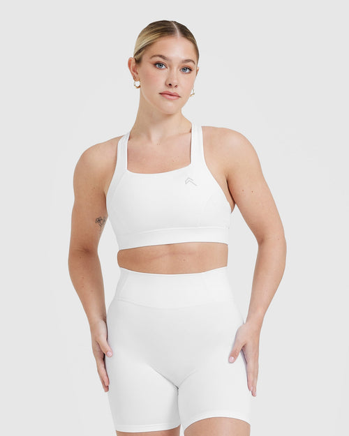 One Musesonly Women's Size Small Quartet Strappy Sports Bra - White