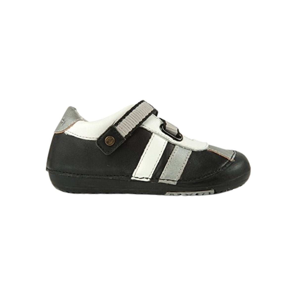 Momo Baby Boys Z-Strap Silver/Black Leather Shoe — SafeSavings