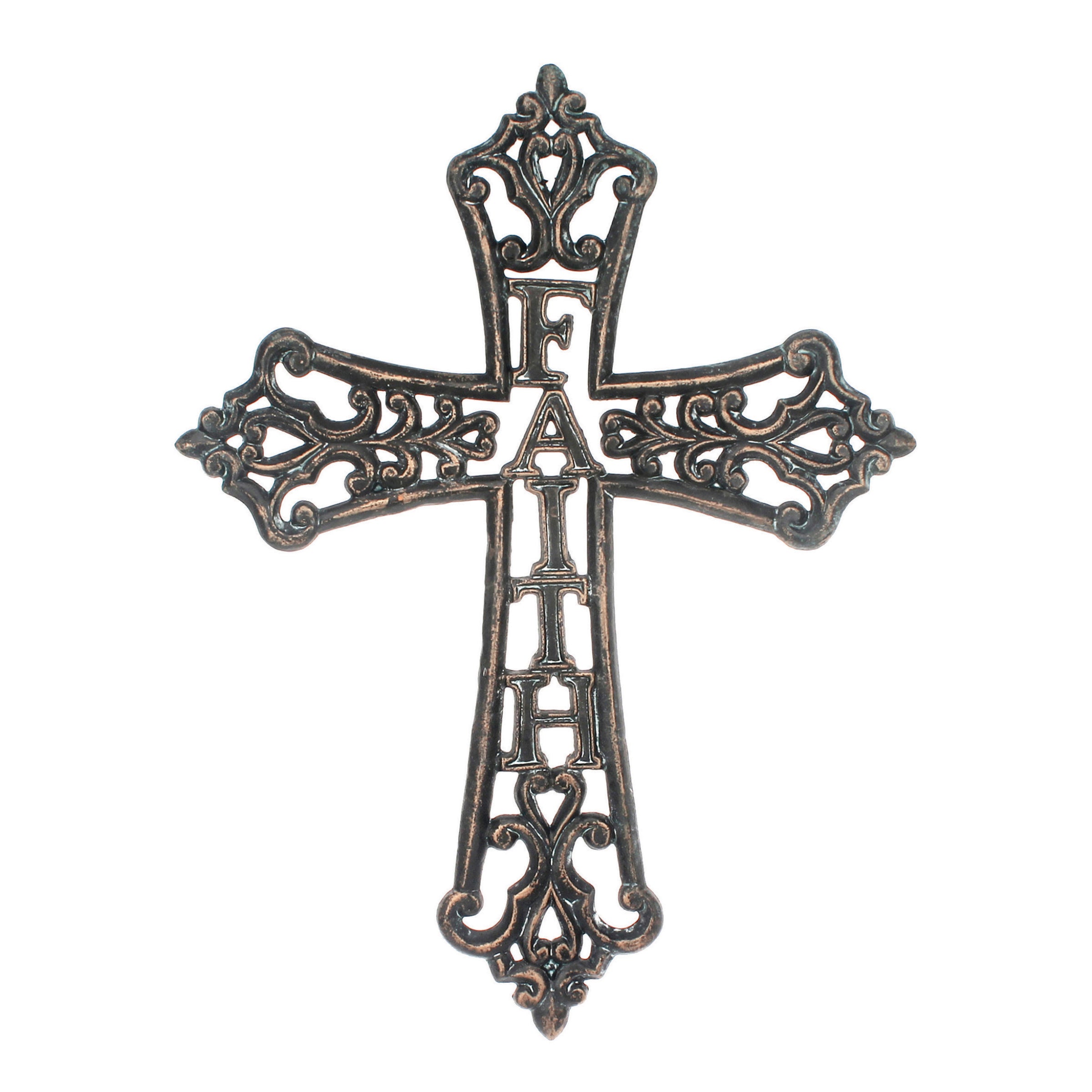 Distressed Cast Iron Faith Hanging Wall Cross Stonebriar Collection