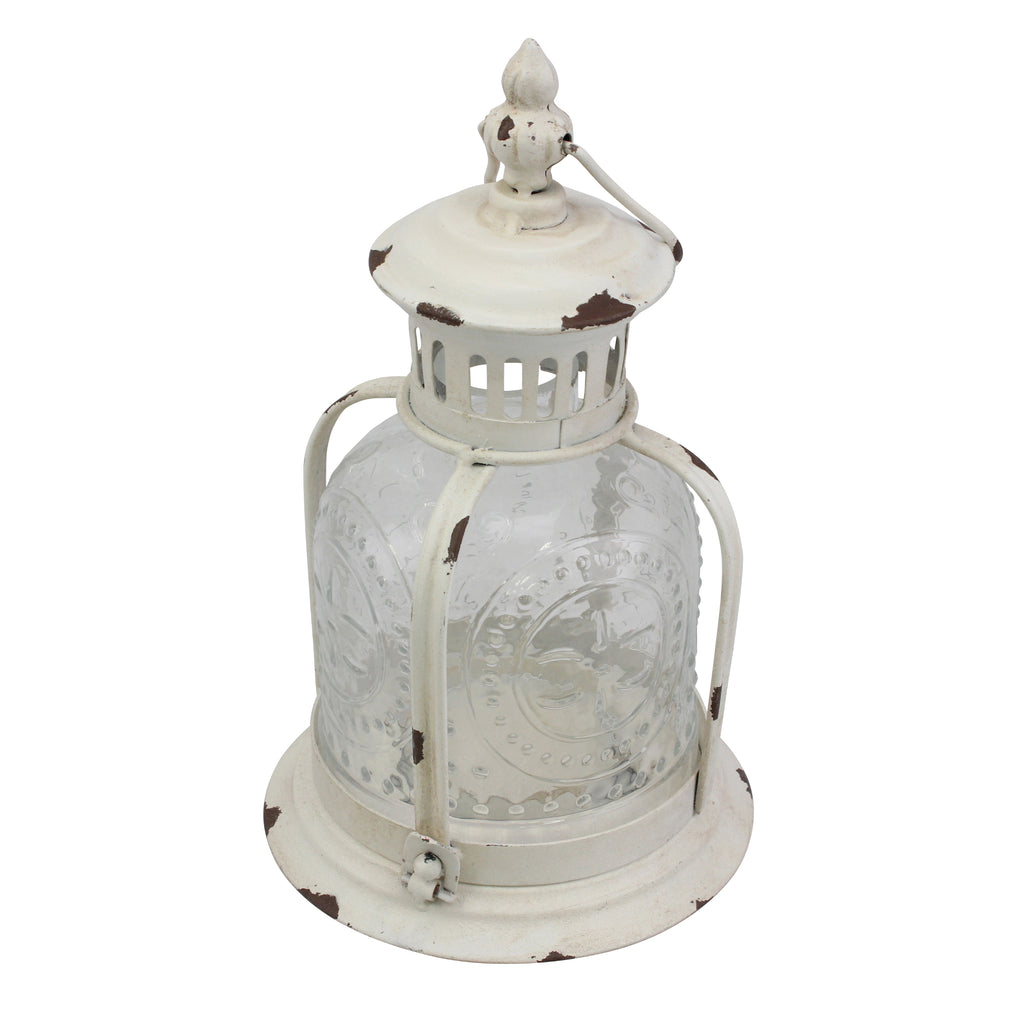 Antique White Metal Votive Candle Lantern | Stonebriar Collection