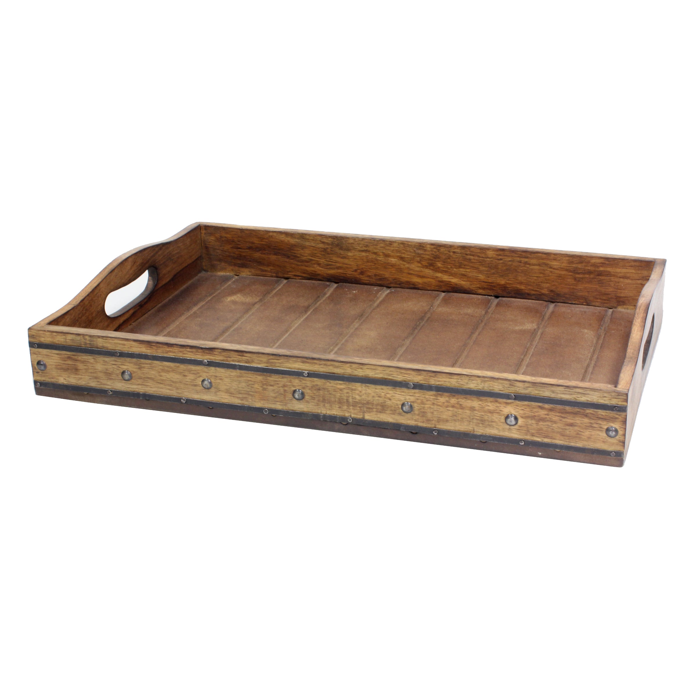 Rectangular Wooden Tray with Handles | Stonebriar Collection