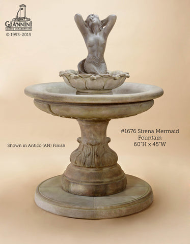 Giannini Garden Sirena Mermaid Concrete Wall Outdoor Fountain 1676